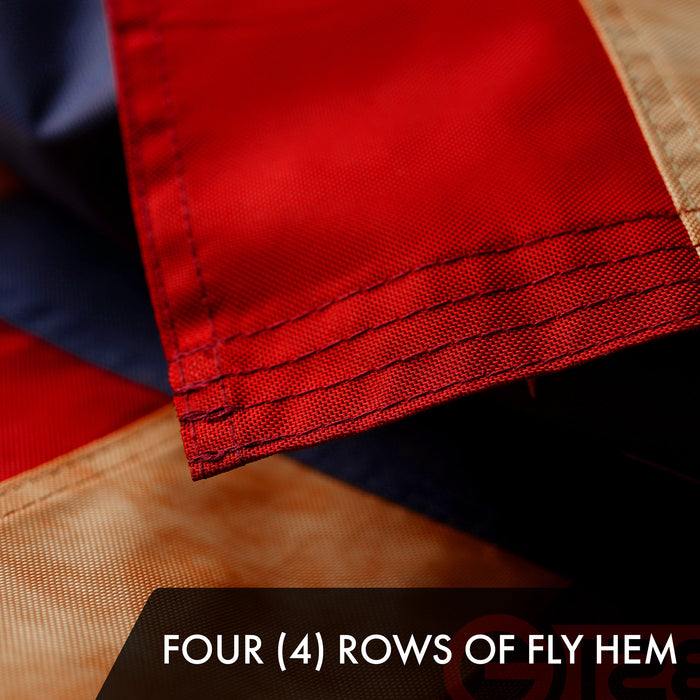 G128 Combo Pack: American USA Tea-Stained Flag 3x5 Ft & Betsy Ross Tea-Stained Flag 3x5 Ft | Both ToughWeave Pro Series Embroidered 420D Polyester, Embroidered Design, Brass Grommets