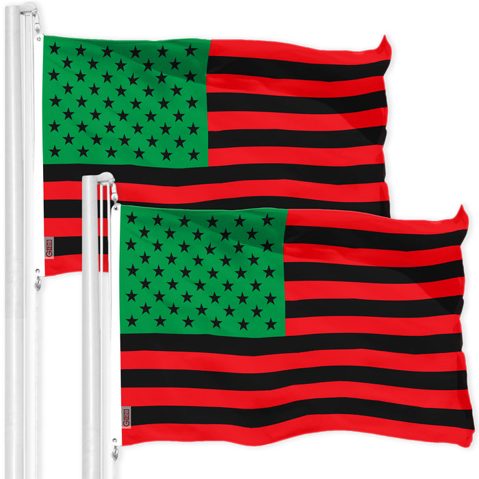 G128 2 Pack: Afro American Black Liberation BLM Flag | 3x5 Ft | LiteWeave Pro Series Printed 150D Poly | Indoor/Outdoor, Vibrant Color, Brass Grommets, Thicker and More Durable Than 100D Polyester