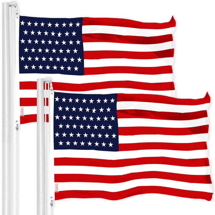 G128 2 Pack: American USA 51 Stars Flag | 3x5 Ft | LiteWeave Pro Series Printed 150D Polyester | Indoor/Outdoor, Vibrant Colors, Brass Grommets, Thicker and More Durable Than 100D 75D Polyester