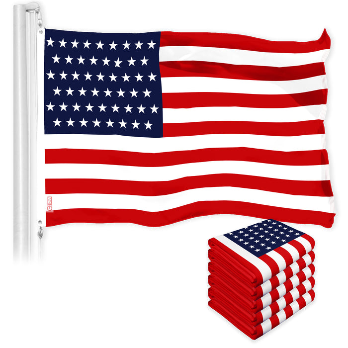 G128 5 Pack: American USA 51 Stars Flag | 3x5 Ft | LiteWeave Pro Series Printed 150D Polyester | Indoor/Outdoor, Vibrant Colors, Brass Grommets, Thicker and More Durable Than 100D 75D Polyester