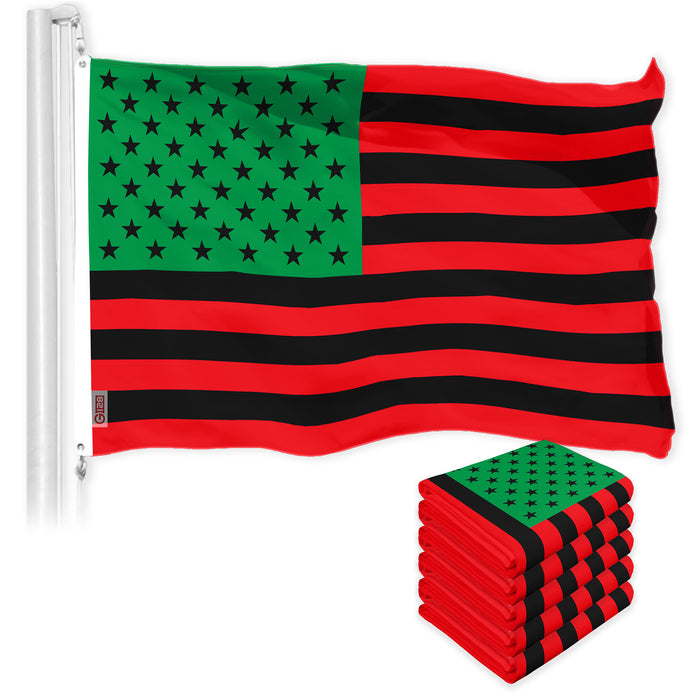 G128 5 Pack: Afro American Black Liberation BLM Flag | 3x5 Ft | LiteWeave Pro Series Printed 150D Poly | Indoor/Outdoor, Vibrant Color, Brass Grommets, Thicker and More Durable Than 100D Polyester