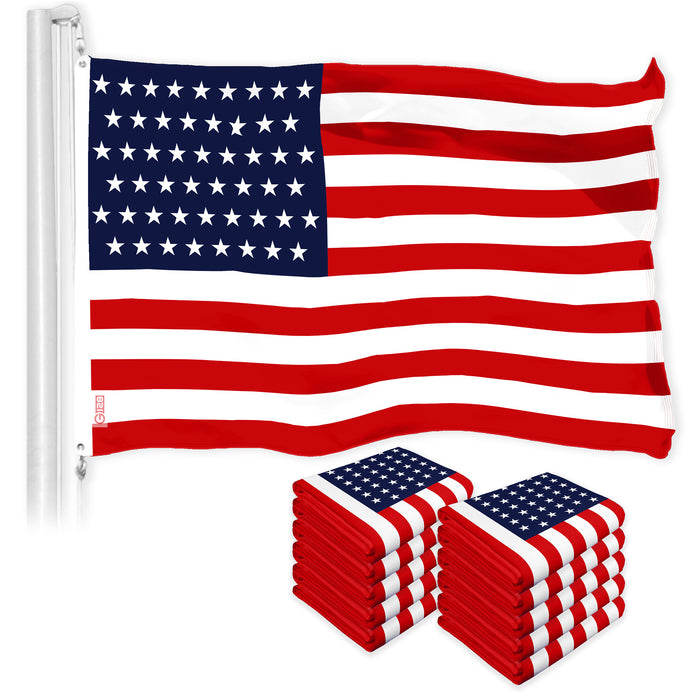 G128 10 Pack: American USA 51 Stars Flag | 3x5 Ft | LiteWeave Pro Series Printed 150D Polyester | Indoor/Outdoor, Vibrant Colors, Brass Grommets, Thicker and More Durable Than 100D 75D Polyester