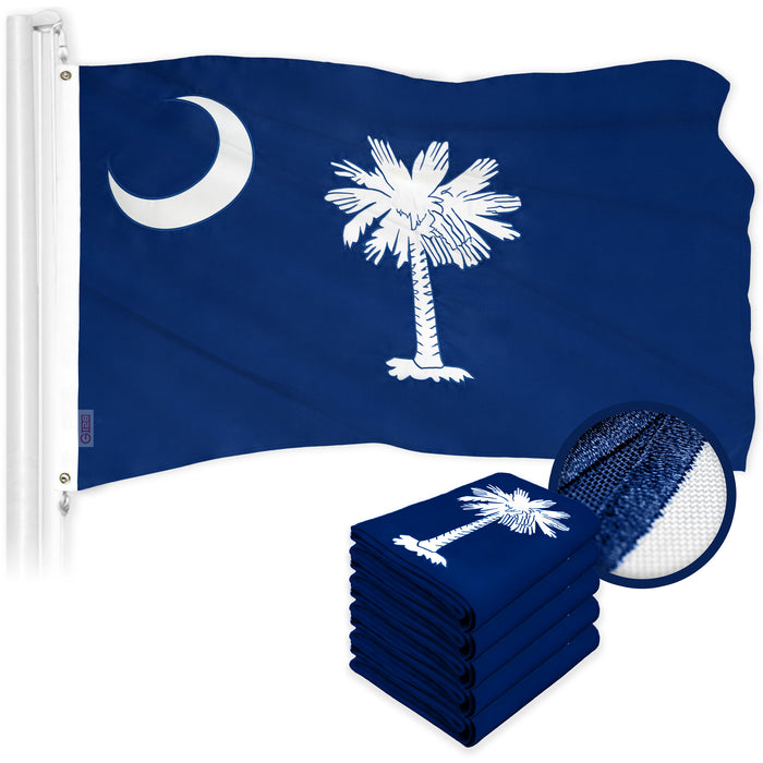 G128 5 Pack: South Carolina SC  | 2.5x4 Ft | ToughWeave Series Embroidered 300D Polyester | Embroidered Design, Indoor/Outdoor, Brass Grommets