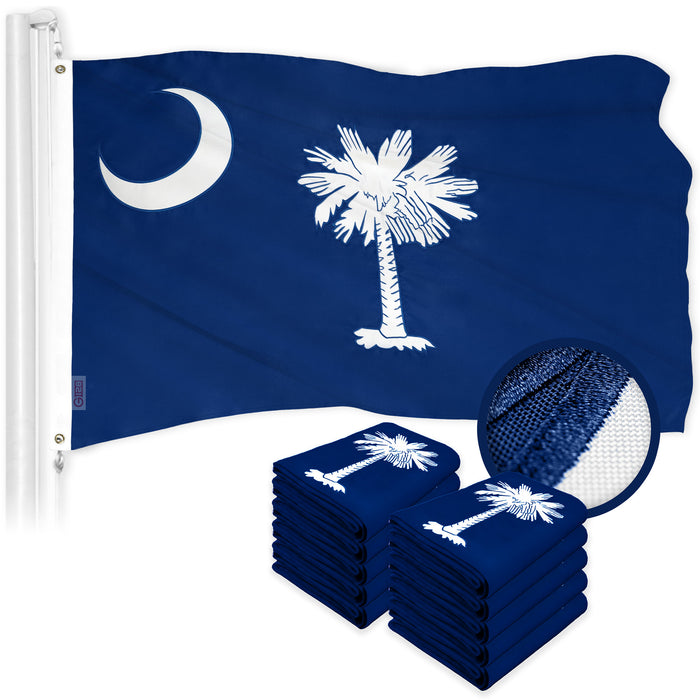 G128 10 Pack: South Carolina SC  | 2.5x4 Ft | ToughWeave Series Embroidered 300D Polyester | Embroidered Design, Indoor/Outdoor, Brass Grommets