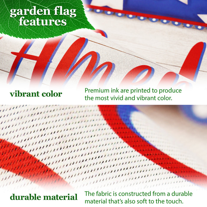 G128 Combo Pack: Garden Flag Stand Black 36 in x 16 in & Garden Flag Patriotic Decoration God Bless America USA Flag Accent 12"x18" Double-Sided Blockout Fabric