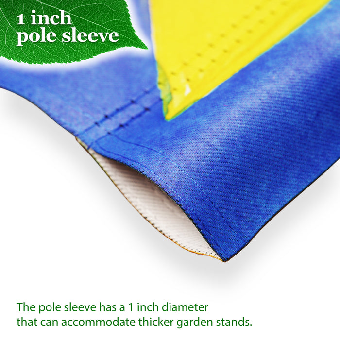 G128 Combo Pack: Garden Flag Stand Black 36 in x 16 in & Garden Flag Summer Decoration Family and Friends Sunflowers 12"x18" Double-Sided Blockout Fabric