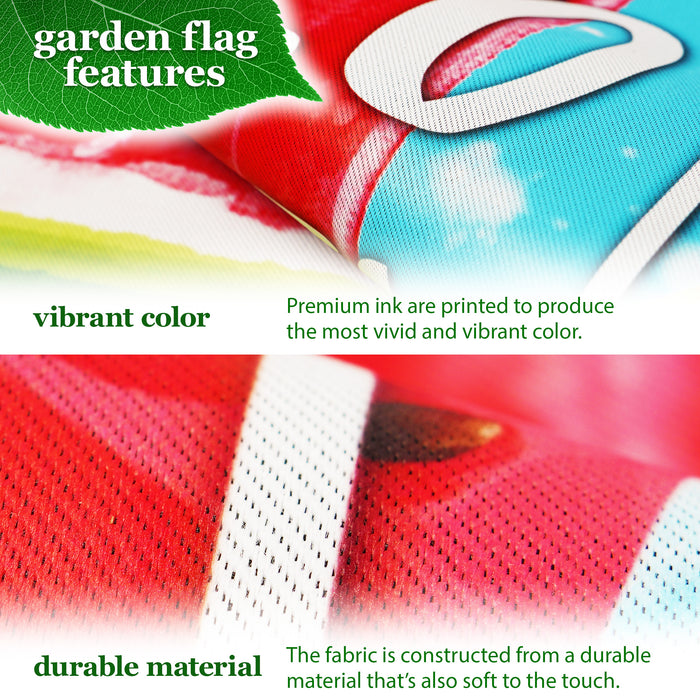 G128 Combo Pack: Garden Flag Stand Black 36 in x 16 in & Garden Flag Summer Decoration Watermelon Popsicle 12"x18" Double-Sided Blockout Fabric