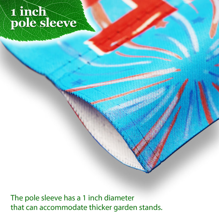 G128 Combo Pack: Garden Flag Stand Black 36 in x 16 in & Garden Flag Patriotic Decoration Welcome 3 Gnomes 12"x18" Double-Sided Blockout Fabric