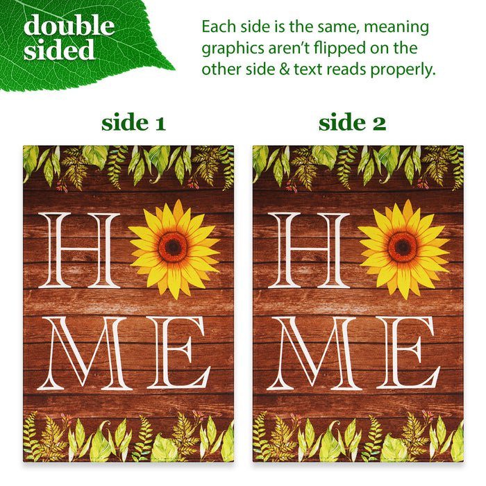 G128 Combo Pack: Garden Flag Stand Black 36 in x 16 in & Garden Flag Everyday Decoration Home Sunflower on Rustic Wood 12"x18" Double-Sided Blockout Fabric