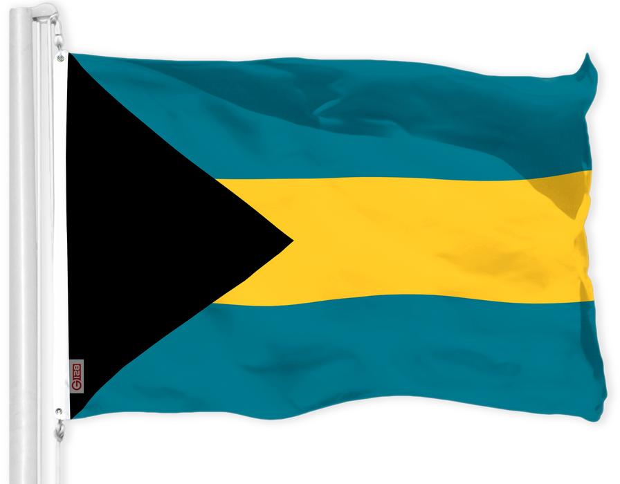 G128 Bahamas Bahamian Flag | 3x5 Ft | LiteWeave Pro Series Printed 150D Polyester | Country Flag, Indoor/Outdoor, Vibrant Colors, Brass Grommets, Thicker and More Durable Than 100D 75D Polyester
