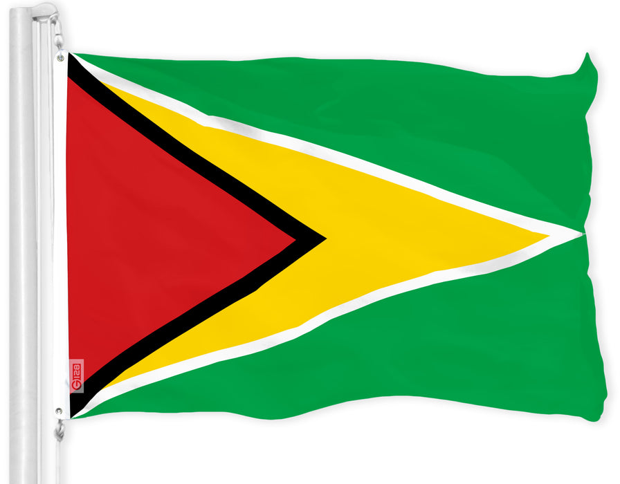 G128 Combo Pack: American USA Flag 3x5 Ft & Guyana Guyanese Flag 3x5 Ft | Both LiteWeave Pro Series Printed 150D Polyester, Brass Grommets