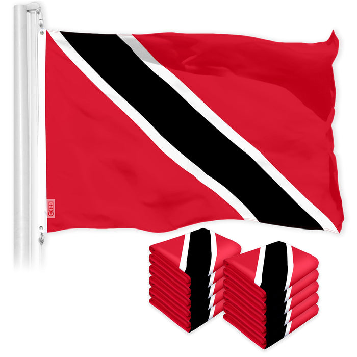 G128 10 Pack: Trinidad and Tobago Flag | 3x5 Ft | LiteWeave Pro Series Printed 150D Polyester | Country Flag, Indoor/Outdoor, Vibrant Colors, Brass Grommets, Thicker and More Durable Than 100D 75D Polyester
