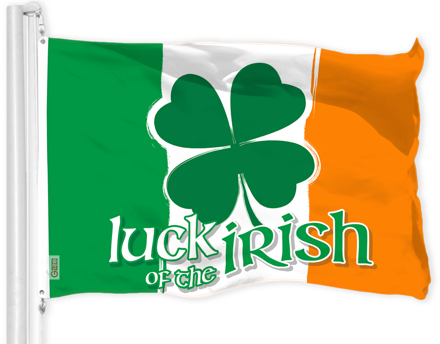 G128 Combo Pack: American USA Flag 3x5 Ft & Ireland Irish Luck of the Irish Flag 3x5 Ft | Both LiteWeave Pro Series Printed 150D Polyester, Brass Grommets