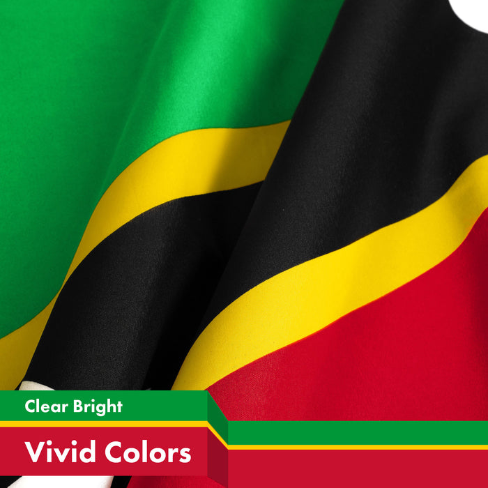 G128 10 Pack: Saint Kitts and Nevis Flag | 3x5 Ft | LiteWeave Pro Series Printed 150D Polyester | Country Flag, Indoor/Outdoor, Vibrant Colors, Brass Grommets, Thicker and More Durable Than 100D 75D Polyester