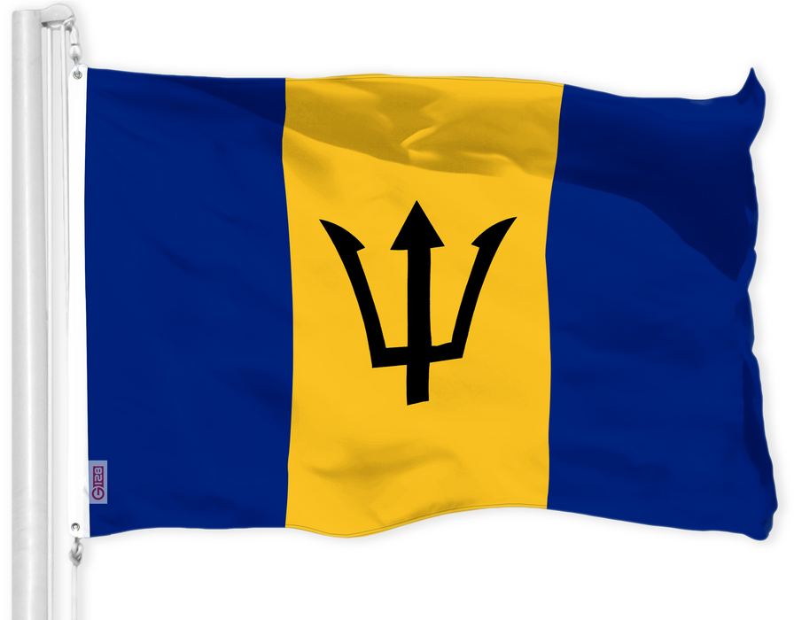 G128 Combo Pack: American USA Flag 3x5 Ft & Barbados Barbadian Flag 3x5 Ft | Both LiteWeave Pro Series Printed 150D Polyester, Brass Grommets