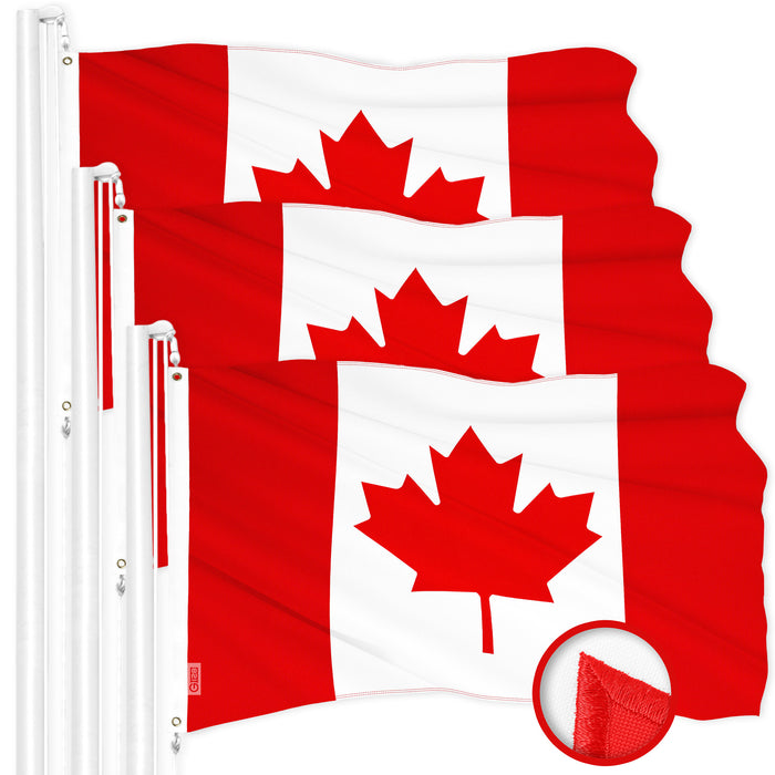 G128 3 Pack: Canada Canadian Flag | 4x6 Ft | ToughWeave Series Embroidered 300D Polyester | Country Flag, Embroidered Design, Indoor/Outdoor, Vibrant Colors, Brass Grommets
