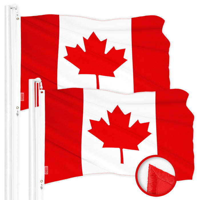 G128 2 Pack: Canada Canadian Flag | 3x6 Ft | ToughWeave Series Embroidered 300D Polyester | Country Flag, Embroidered Design, Indoor/Outdoor, Brass Grommets