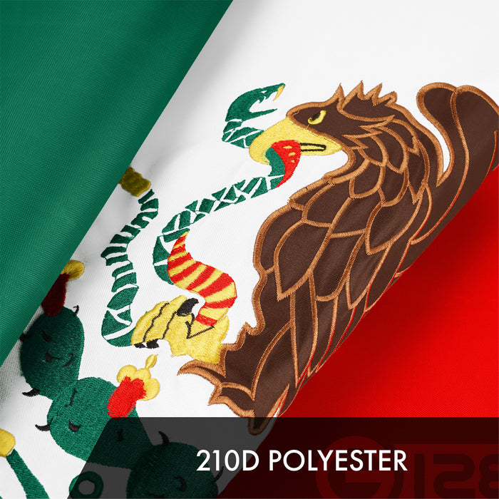 G128 Mexico Mexican Flag | 2.5x4 Ft | ToughWeave Series Embroidered 300D Polyester | Country Flag, Embroidered Design, Indoor/Outdoor, Brass Grommets