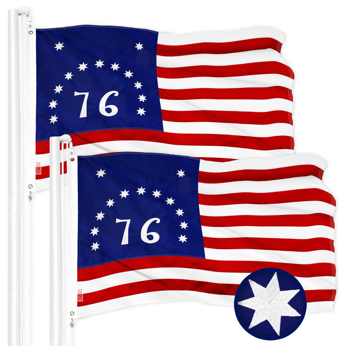 G128 2 Pack: Bennington 76 Flag | 3x5 Ft | ToughWeave Series Embroidered 300D Polyester | Historical Flag, Embroidered Design, Indoor/Outdoor, Brass Grommets