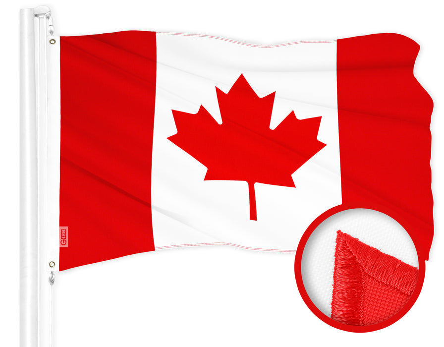 G128 Canada Canadian Flag | 1x1.5 Ft | ToughWeave Series Embroidered 210D Polyester | Country Flag, Embroidered Design, Indoor/Outdoor, Vibrant Colors, Brass Grommets, High Quality