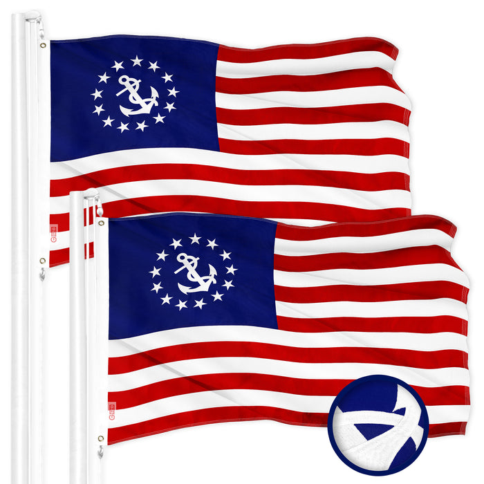 G128 2 Pack: American USA Yacht Ensign Flag | 20x30 In | ToughWeave Series Embroidered 210D Polyester | Nautical Flag, Embroidered Stars, Sewn Stripes, Indoor/Outdoor, Vibrant Colors, Brass Grommets