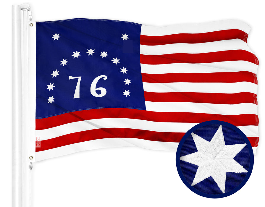 G128 Combo Pack: American USA Flag 3x5 Ft & Bennington 76 Flag 3x5 Ft | Both ToughWeave Series Embroidered 300D Polyester, Embroidered Design, Indoor/Outdoor, Brass Grommets