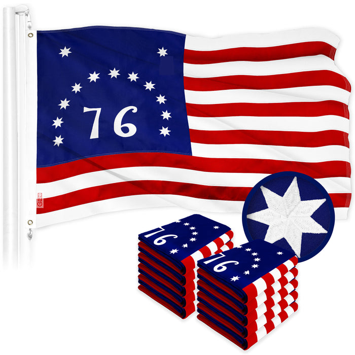 G128 10 Pack: Bennington 76 Flag | 3x5 Ft | ToughWeave Series Embroidered 300D Polyester | Historical Flag, Embroidered Design, Indoor/Outdoor, Brass Grommets
