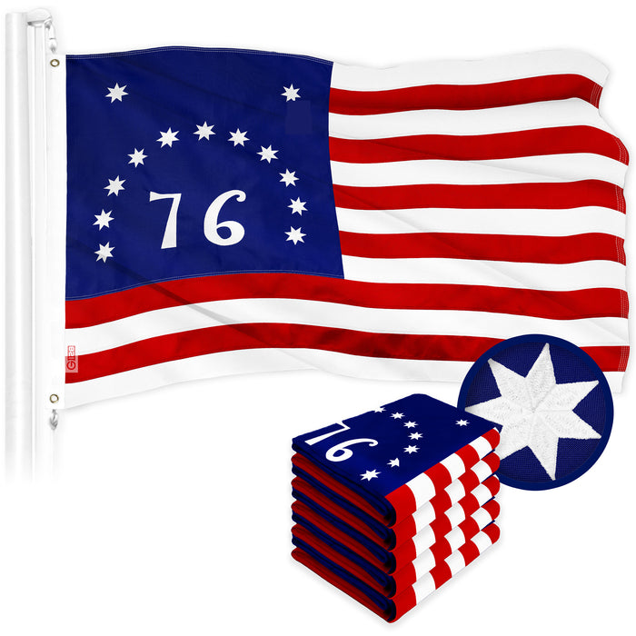 G128 5 Pack: Bennington 76 Flag | 2.5x4 Ft | ToughWeave Series Embroidered 300D Polyester | Historical Flag, Embroidered Design, Indoor/Outdoor, Brass Grommets