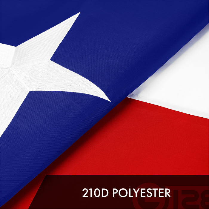 G128 Texas TX State Flag | 6x10 Ft | ToughWeave Series Embroidered 300D Polyester | Embroidered Design, Indoor/Outdoor, Brass Grommets