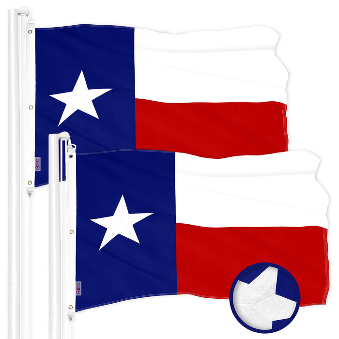 G128 2 Pack: Texas TX State Flag | 6x10 Ft | ToughWeave Series Embroidered 300D Polyester | Embroidered Design, Indoor/Outdoor, Brass Grommets