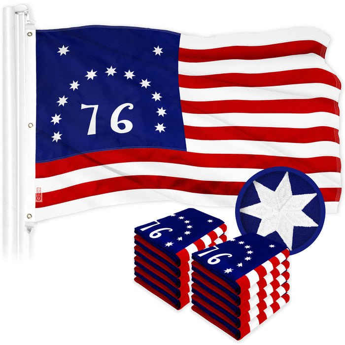 G128 10 Pack: Bennington 76 Flag | 5x8 Ft | ToughWeave Series Embroidered 300D Polyester | Historical Flag, Embroidered Design, Indoor/Outdoor, Brass Grommets