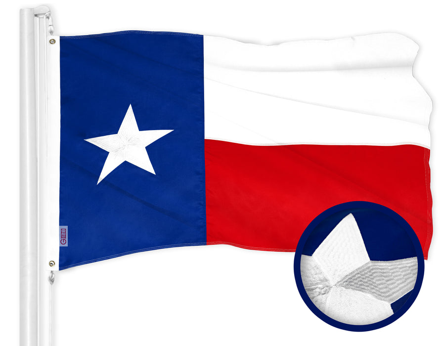 G128 Combo Pack: American USA Flag 4x6 Ft & Texas TX State Flag 4x6 Ft | Both ToughWeave Series Embroidered 300D Polyester, Embroidered Design, Indoor/Outdoor, Brass Grommets