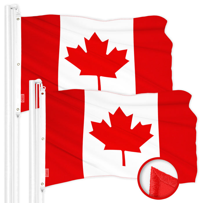 G128 2 Pack: Canada Canadian Flag | 5x8 Ft | ToughWeave Series Embroidered 300D Polyester | Country Flag, Embroidered Design, Indoor/Outdoor, Brass Grommets