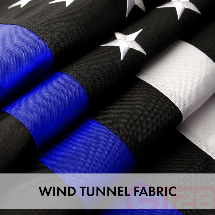G128 Combo Pack: American USA Flag 3x5 Ft & Thin Blue Line Flag 3x5 Ft | Both StormFlyer Series Embroidered 220GSM Spun Polyester, Brass Grommets