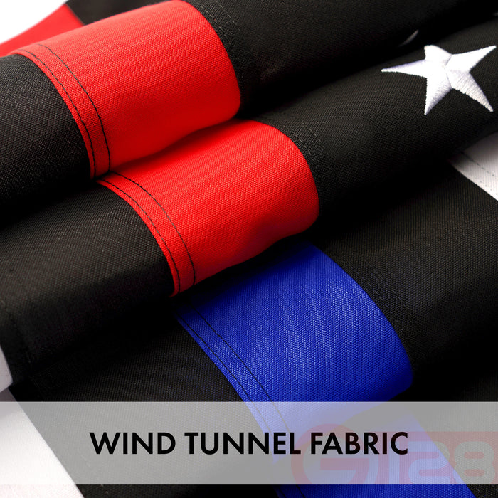 G128 Combo Pack: American USA Flag 3x5 Ft & Thin Blue Red Line  3x5 Ft | Both StormFlyer Series Embroidered 220GSM Spun Polyester, Brass Grommets