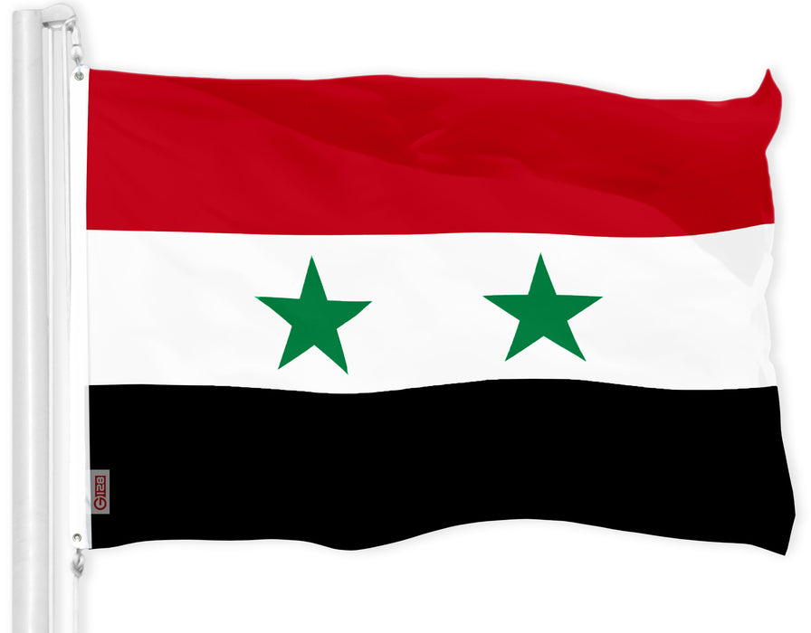 G128 Syria Syrian Flag | 3x5 Ft | LiteWeave Pro Series Printed 150D Polyester | Country Flag, Indoor/Outdoor, Vibrant Colors, Brass Grommets, Thicker and More Durable Than 100D 75D Polyester