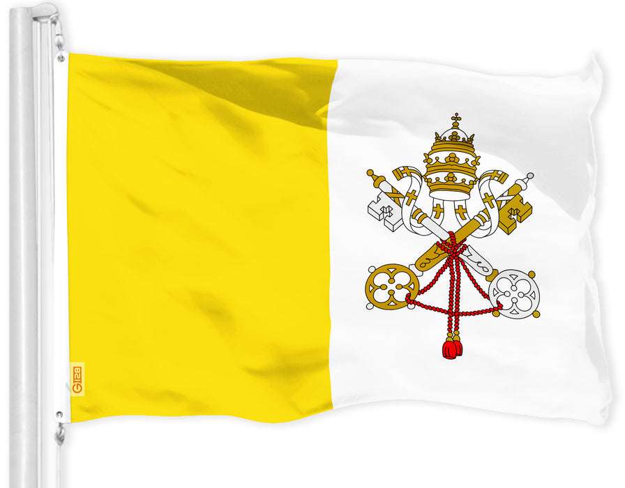 G128 Vatican City Flag | 3x5 Ft | LiteWeave Pro Series Printed 150D Polyester | Country Flag, Indoor/Outdoor, Vibrant Colors, Brass Grommets, Thicker and More Durable Than 100D 75D Polyester