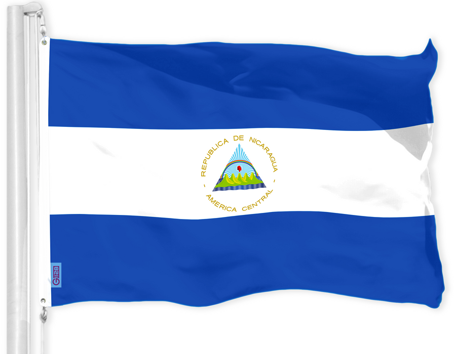 G128 Nicaragua Nicaraguan Flag | 3x5 Ft | LiteWeave Pro Series Printed 150D Polyester | Country Flag, Indoor/Outdoor, Vibrant Colors, Brass Grommets, Thicker and More Durable Than 100D 75D Polyester