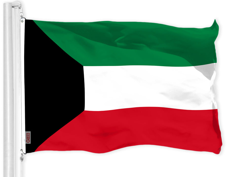 G128 Kuwait Kuwaiti Flag | 3x5 Ft | LiteWeave Pro Series Printed 150D Polyester | Country Flag, Indoor/Outdoor, Vibrant Colors, Brass Grommets, Thicker and More Durable Than 100D 75D Polyester