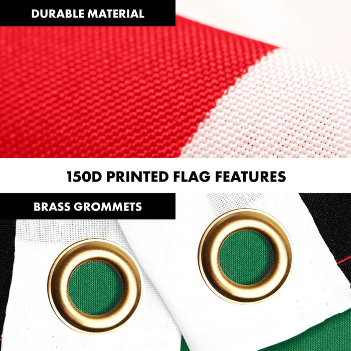 G128 Combo Pack: 6 Ft Tangle Free Aluminum Spinning Flagpole (Silver) & Kuwait Kuwaiti Flag 3x5 Ft, LiteWeave Pro Series Printed 150D Polyester | Pole with Flag Included