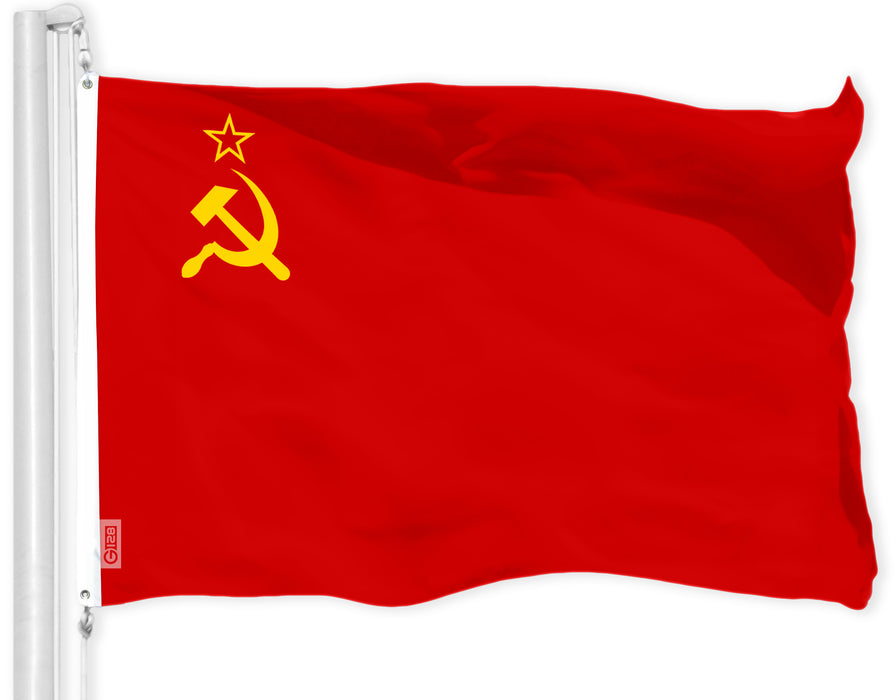 G128 Union of Soviet Socialist Republics USSR Flag | 3x5 Ft | LiteWeave Pro Series Printed 150D Polyester | Indoor/Outdoor, Vibrant Colors, Brass Grommets, Thicker and More Durable Than 100D 75D Poly