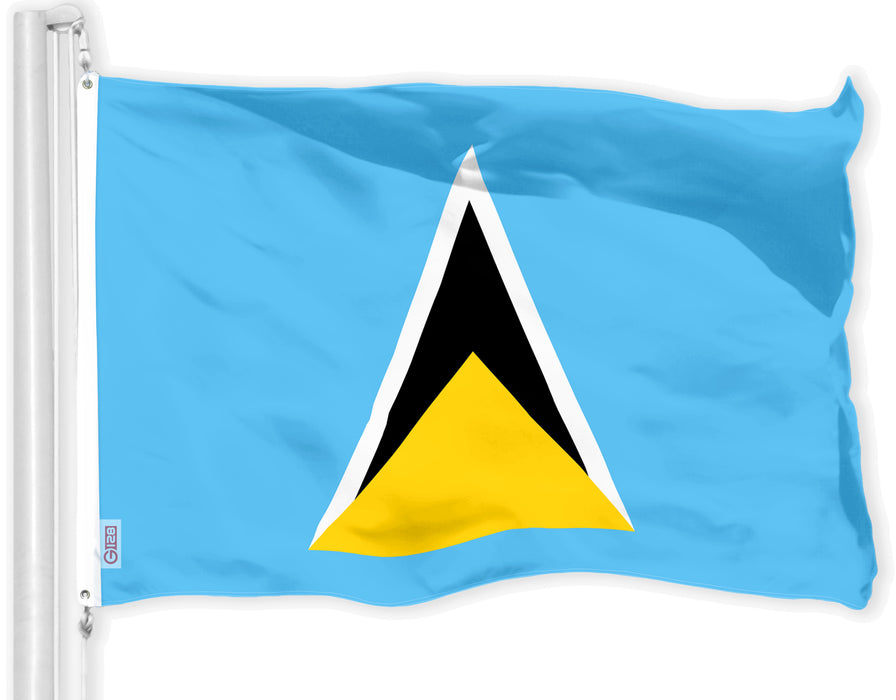G128 Saint Lucia Saint Lucian Flag | 3x5 Ft | LiteWeave Pro Series Printed 150D Polyester | Country Flag, Indoor/Outdoor, Vibrant Colors, Brass Grommets, Thicker and More Durable Than 100D 75D Poly