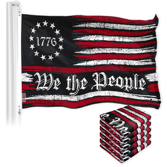 G128 5 Pack: We the People American Flag | 3x5 Ft | LiteWeave Pro Series Printed 150D Poly | Historical Flag, Indoor/Outdoor, Vibrant Colors, Brass Grommets, Thicker and More Durable Than 100D 75D