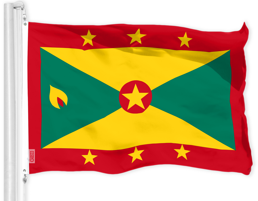 G128 Combo Pack: American USA Flag 3x5 Ft & Grenada Grenadian Flag 3x5 Ft | Both LiteWeave Pro Series Printed 150D Polyester, Brass Grommets