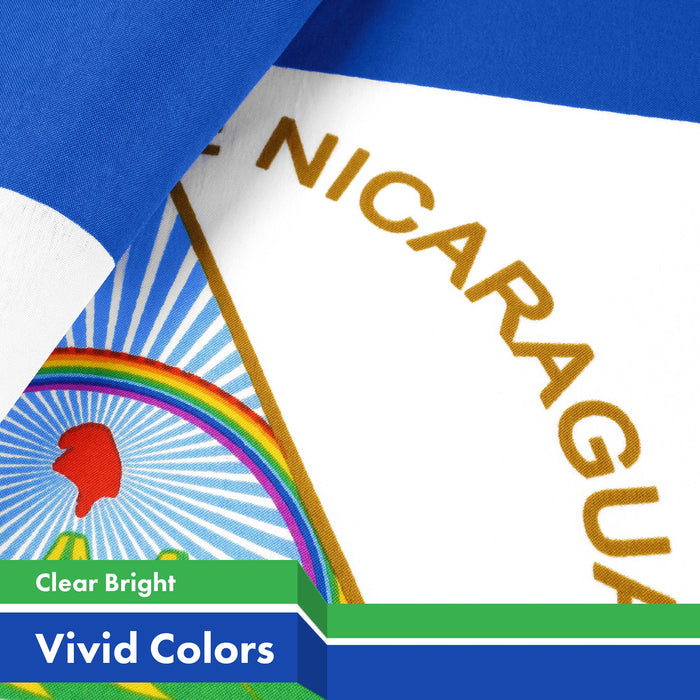 G128 3 Pack: Nicaragua Nicaraguan Flag | 3x5 Ft | LiteWeave Pro Series Printed 150D Poly | Country Flag, Indoor/Outdoor, Vibrant Colors, Brass Grommets, Thicker and More Durable Than 100D 75D Poly