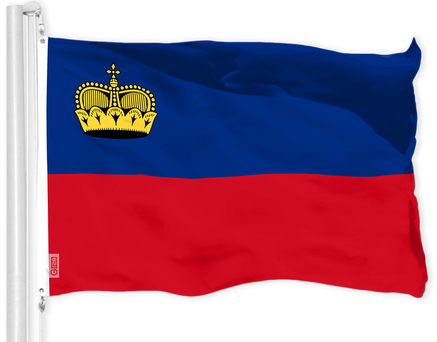 G128 Liechtenstein Liechtensteiner Flag | 3x5 Ft | LiteWeave Pro Series Printed 150D Poly | Country Flag, Indoor/Outdoor, Vibrant Colors, Brass Grommets, Thicker and More Durable Than 100D 75D Poly