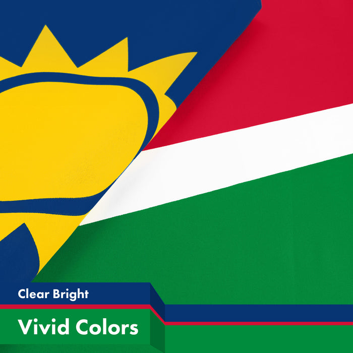 G128 3 Pack: Namibia Namibian Flag | 3x5 Ft | LiteWeave Pro Series Printed 150D Polyester | Country Flag, Indoor/Outdoor, Vibrant Colors, Brass Grommets, Thicker and More Durable Than 100D 75D Poly