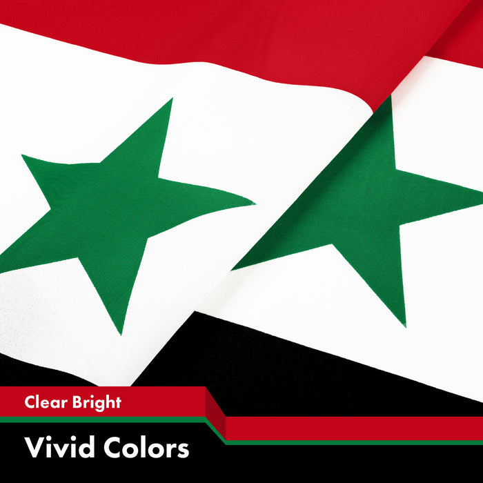 G128 Syria Syrian Flag | 3x5 Ft | LiteWeave Pro Series Printed 150D Polyester | Country Flag, Indoor/Outdoor, Vibrant Colors, Brass Grommets, Thicker and More Durable Than 100D 75D Polyester