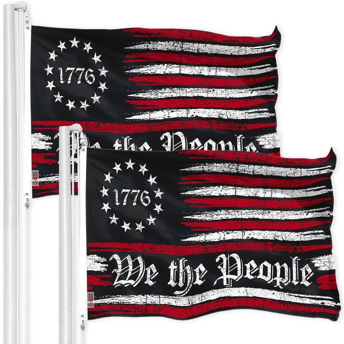 G128 2 Pack: We the People American Flag | 3x5 Ft | LiteWeave Pro Series Printed 150D Poly | Historical Flag, Indoor/Outdoor, Vibrant Colors, Brass Grommets, Thicker and More Durable Than 100D 75D