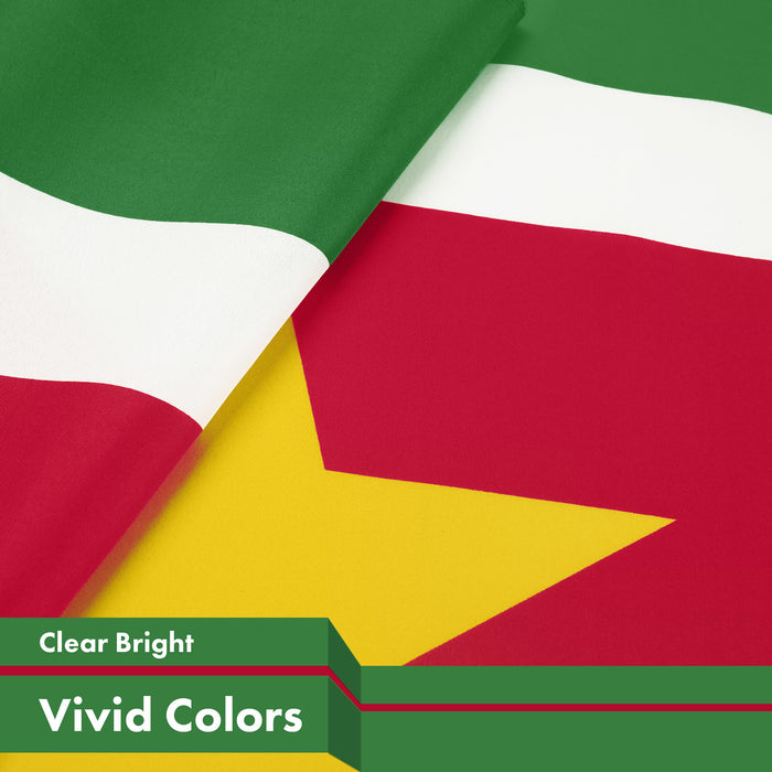 G128 Suriname Surinamese Flag | 3x5 Ft | LiteWeave Pro Series Printed 150D Polyester | Country Flag, Indoor/Outdoor, Vibrant Colors, Brass Grommets, Thicker and More Durable Than 100D 75D Polyester